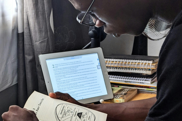 Student studying at desk